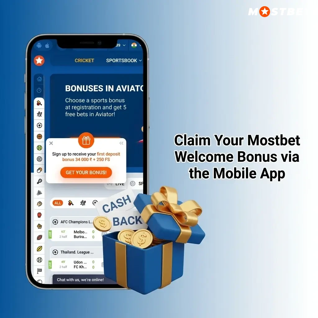 Mostbet mobile app welcome bonus registration steps for Android and iOS users in India with ₹300 minimum deposit