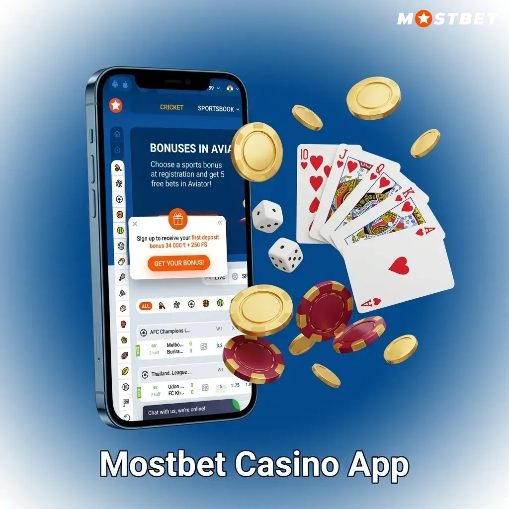 Mostbet Casino App featuring live dealer games, slots from top providers, and table games on mobile