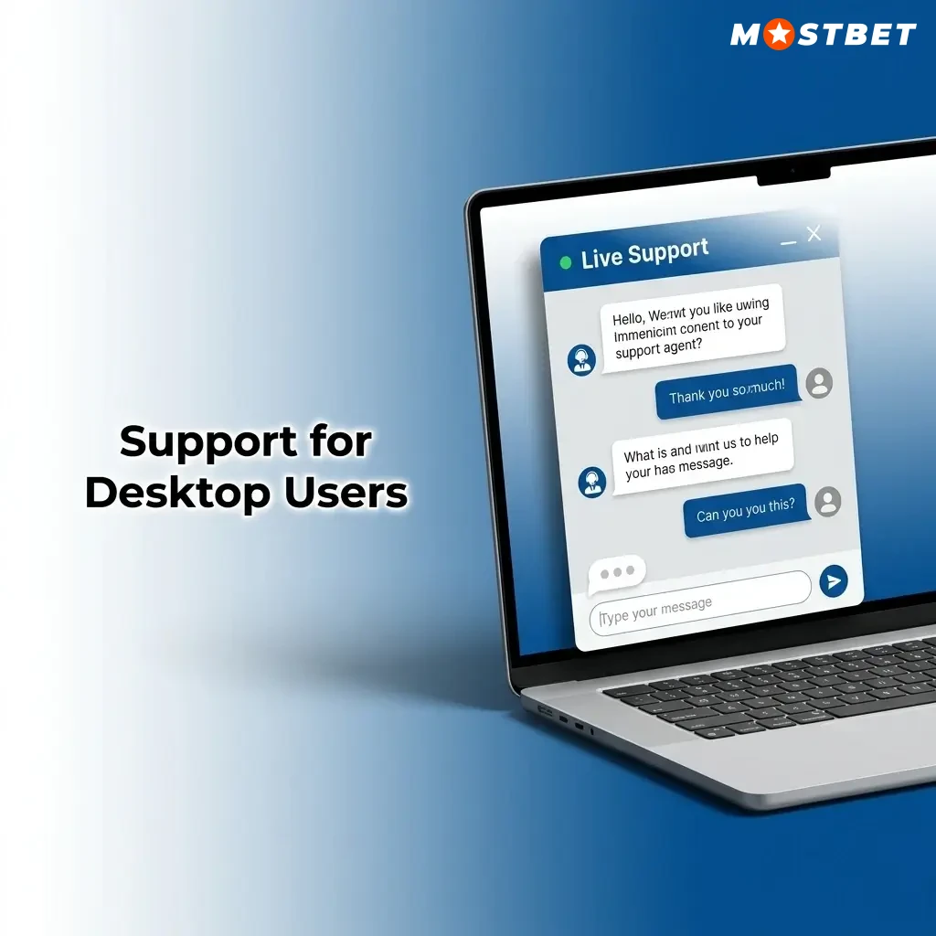 Mostbet desktop support options including live chat, email, and online help centre available 24/7 for users